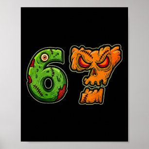 67 Zombie Pumpkin Six Seven Halloween Meme Costume Poster