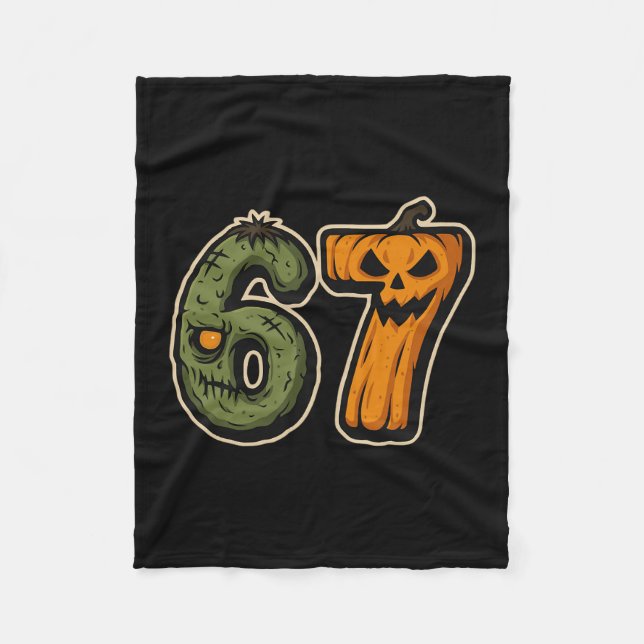 67 Zombie Pumpkin Six Seven Halloween Meme  Fleece Blanket (Front)