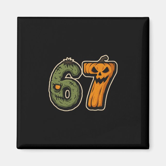 67 Zombie Pumpkin Six Seven Halloween Meme  Magnet (Front)