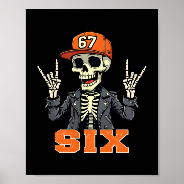 67endy Skeleton – 67 Six Seven Halloween 6 Long Sl Poster (Front)