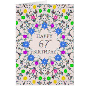 67th Birthday Abstract Flowers 