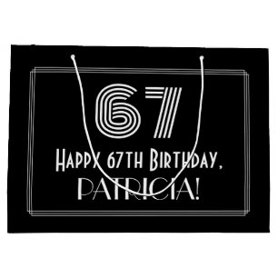 67th Birthday — Art Deco Inspired Look "67" & Na Large Gift Bag