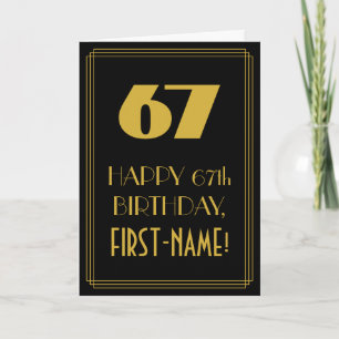 67th Birthday ~ Art Deco Inspired Look "67" & Name Card