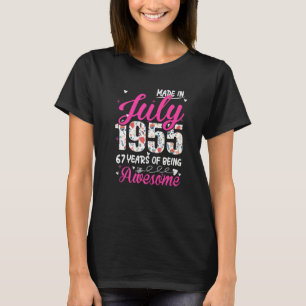 67th Birthday Awesome Since July 1955 Floral T-Shirt