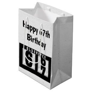 67th Birthday Black Odometer    Medium Gift Bag