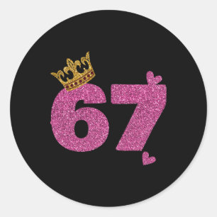 67th Birthday Crown 67 Years Old Bday Classic Round Sticker