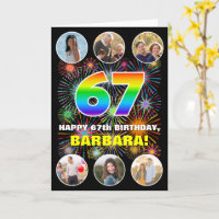 67th Birthday: Fun Rainbow #, Custom Name & Photos