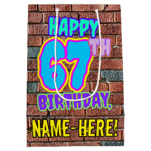 67th Birthday: Fun, Urban Graffiti Inspired Look Medium Gift Bag