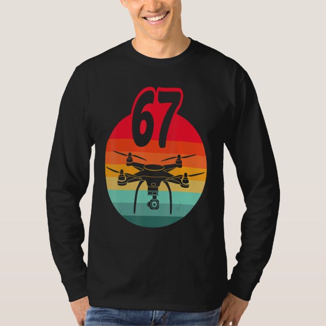 67th Birthday I Retro Remote Control Drones With C T-Shirt (Front)