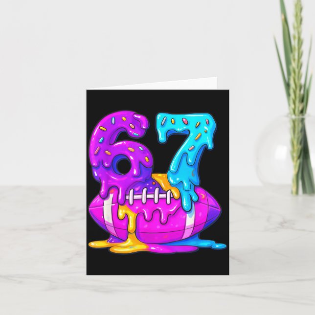 67th Birthday Ice Cream American Football Drip 6 7 Card (Front)
