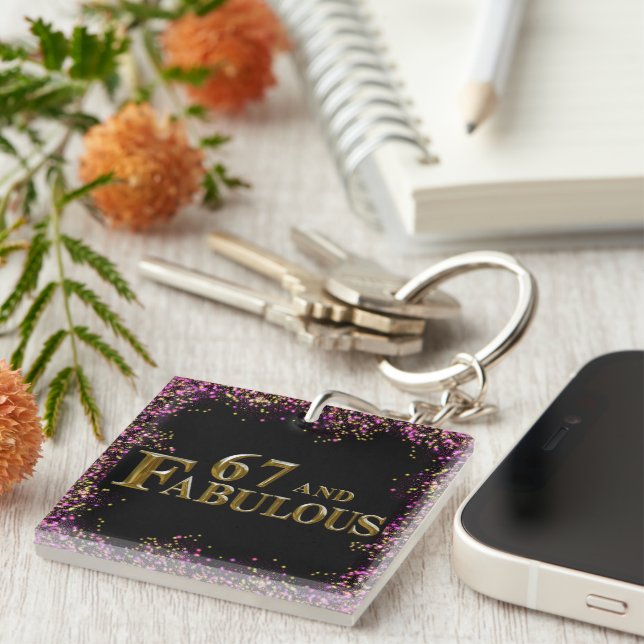 67th Birthday  Key Ring (Front Right)