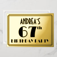 67th Birthday Party — Art Deco Look “67” + Name