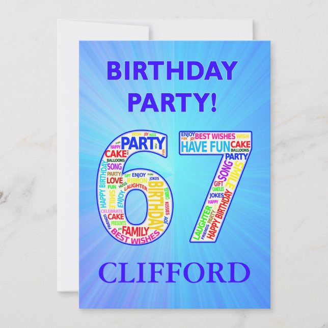 67th Birthday Party Invitation Add a Name (Front)
