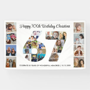 67th Birthday Party Number 67 Photo Collage Banner