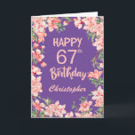 67th Birthday Purple Pink Peach Watercolor Floral Card<br><div class="desc">67th Birthday Purple Pink Peach Watercolor Floral Birthday Card. For further customisation,  please click the "Customise it" button and use our design tool to modify this template.</div>