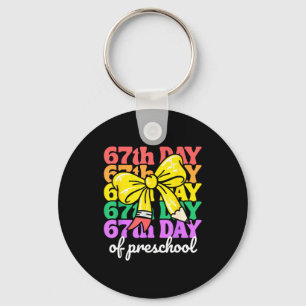 67th Day Of Preschool Girls Coquette Bow 67 Days O Key Ring