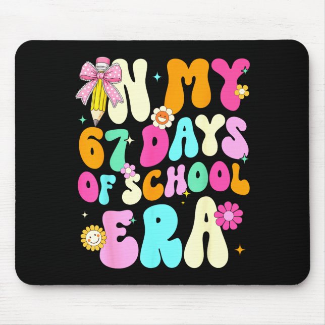 67th Day Of School 67 Days Pencil Coquette Bow Mem Mouse Pad (Front)