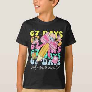 67th Day Of School 67 Days Pencil Coquette Bow Mem T-Shirt