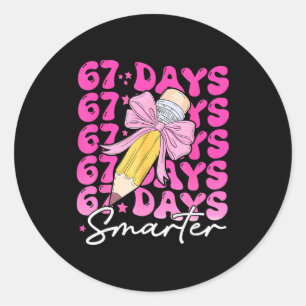 67th Day Of School 67 Days Smarter Coquette Bow Si Classic Round Sticker