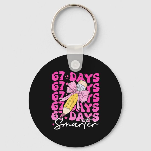 67th Day Of School 67 Days Smarter Coquette Bow Si Key Ring (Front)