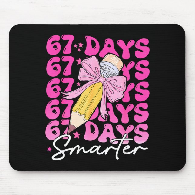 67th Day Of School 67 Days Smarter Coquette Bow Si Mouse Pad (Front)
