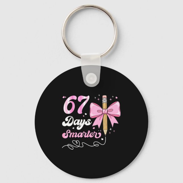 67th Day Of School 67 Days Smarter Coquette Bow Te Key Ring (Front)