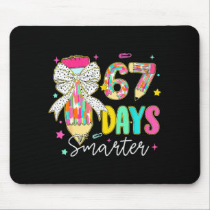 67th Day Of School 67 Days Smarter Coquette Bow Te Mouse Pad