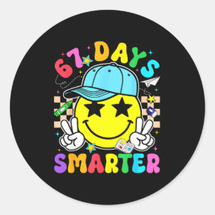 67th Day Of School 67 Days Smarter Teacher Boy Gir Classic Round Sticker