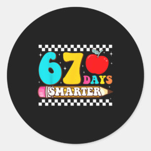67th Day Of School 67 Days Smarter Teacher Boy Gir Classic Round Sticker