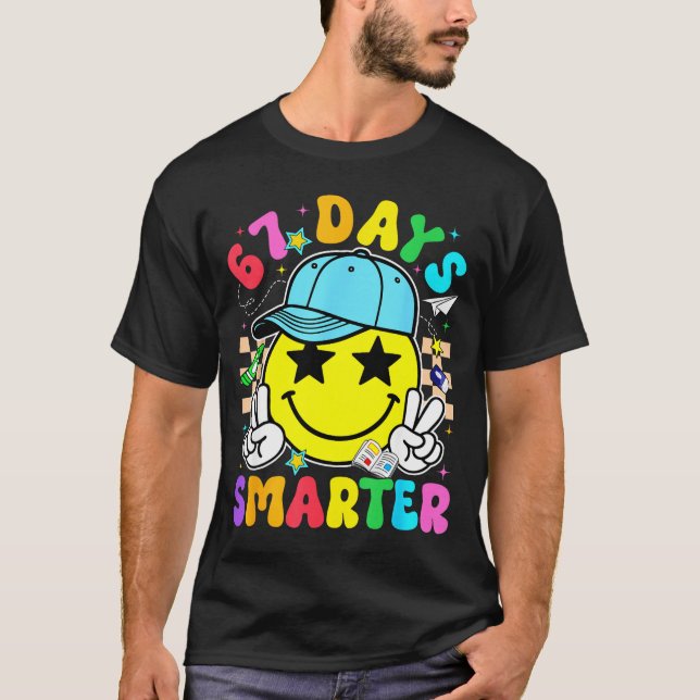 67th Day Of School 67 Days Smarter Teacher Boy Gir T-Shirt (Front)