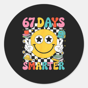 67th Day Of School 67 Days Smarter Teacher  Classic Round Sticker
