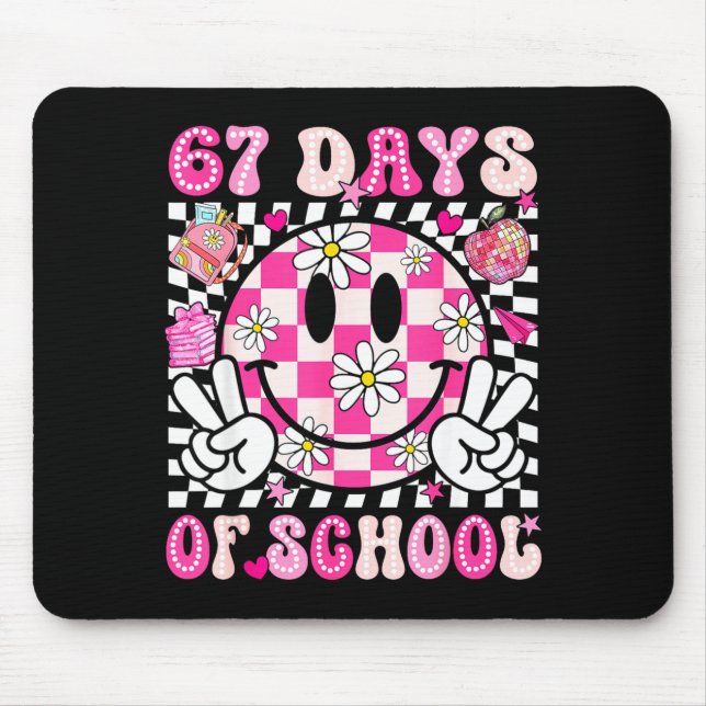 67th Day Of School 67 Days Smarter Teacher Girl Wo Mouse Pad (Front)
