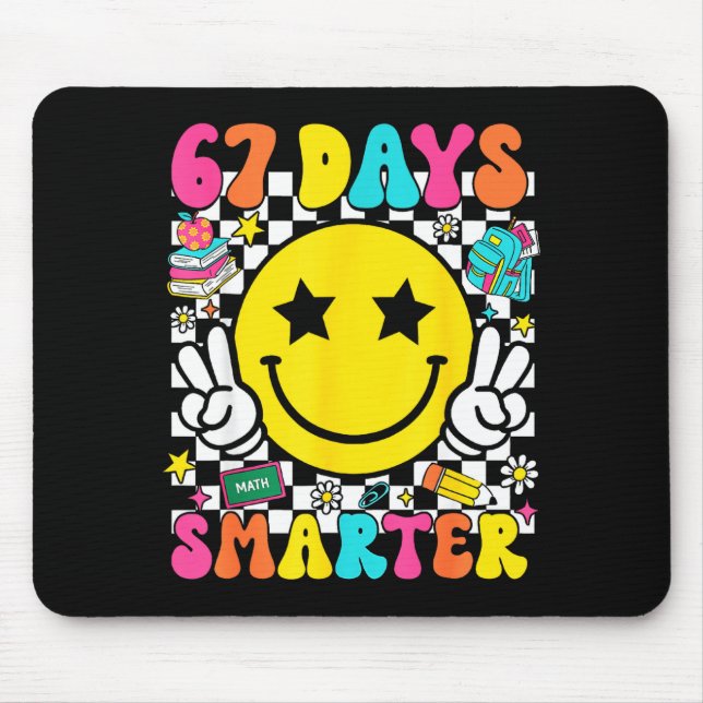 67th Day Of School 67 Days Smarter Teacher Student Mouse Pad (Front)