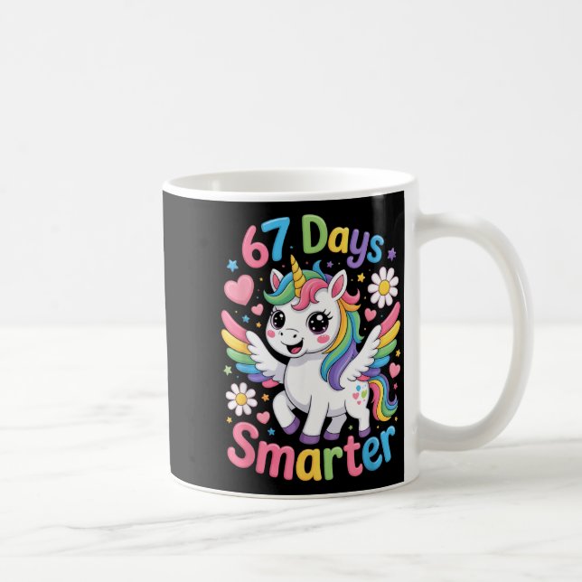 67th Day Of School 67 Days Smarter Unicorn Teacher Coffee Mug (Right)