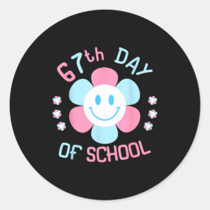 67th Day Of School Funny 100th Of School Students  Classic Round Sticker