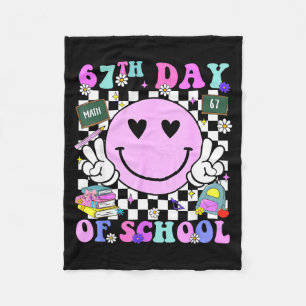 67th Day Of School Funny 6 7 Teachers Students Mem Fleece Blanket