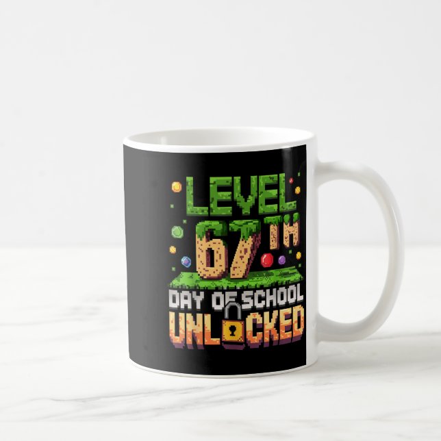 67th Day Of School Gamer Level Unlocked 100 Days O Coffee Mug (Right)