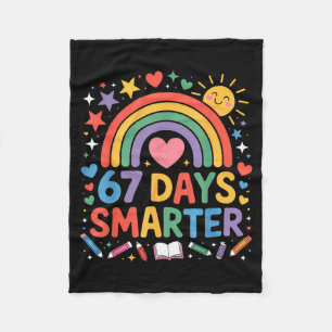67th Day Of School Meme 67 Days Smarter Rainbow Ki Fleece Blanket