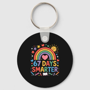 67th Day Of School Meme 67 Days Smarter Rainbow Ki Key Ring