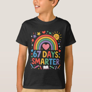 67th Day Of School Meme 67 Days Smarter Rainbow Ki T-Shirt