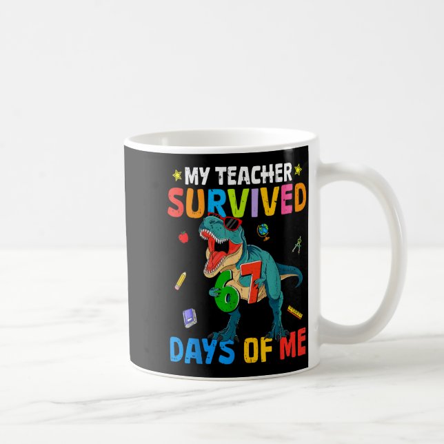 67th Day Of School My Teacher Survived 67 Days Boy Coffee Mug (Right)