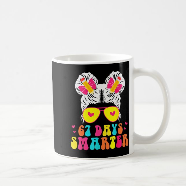 67th Day Of School Shirt 67 Day Smarter Bun Teache Coffee Mug (Right)