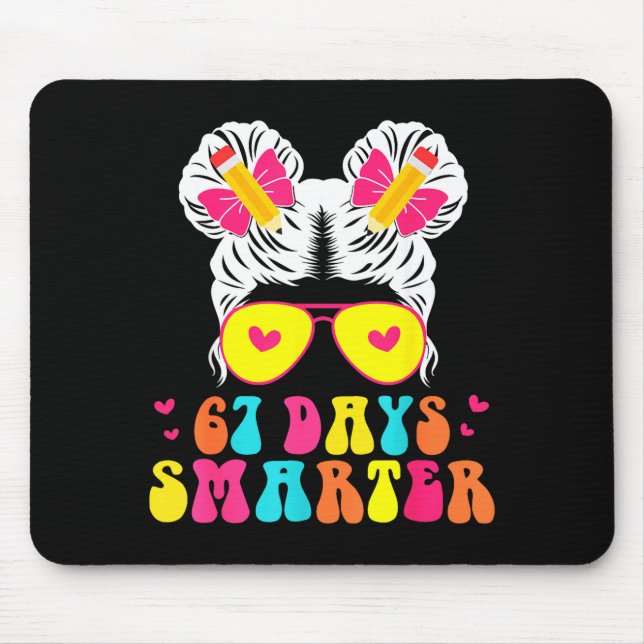 67th Day Of School Shirt 67 Day Smarter Bun Teache Mouse Pad (Front)