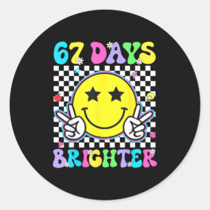 67th Day Of School Shirt 67 Days Brighter Teacher  Classic Round Sticker