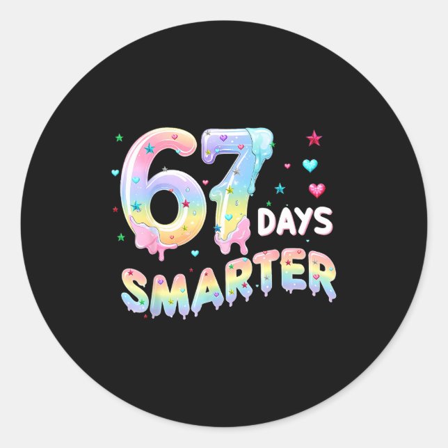 67th Day Of School Shirt 67 Days Smarter Teacher B Classic Round Sticker (Front)