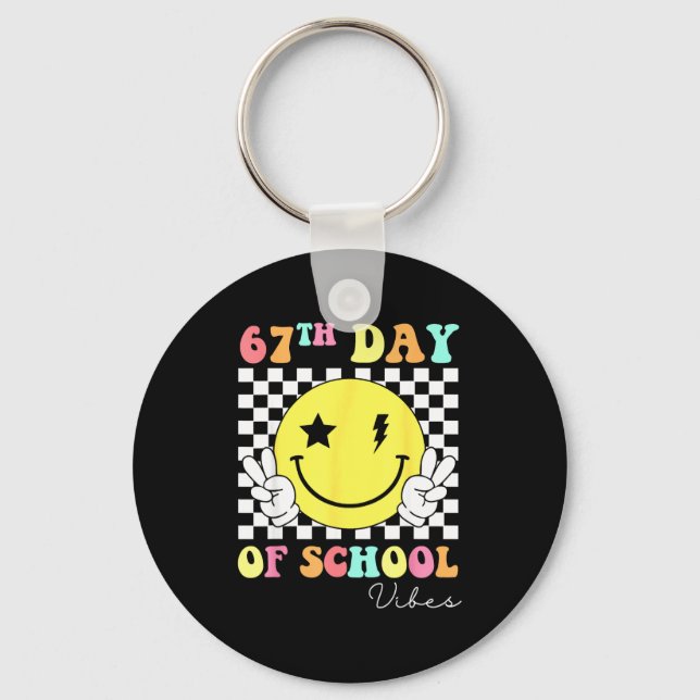 67th Day Of School Smile Face 67 Six Seven Meme Gi Key Ring (Front)