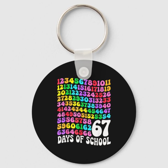 67th Day Of School Teacher 67 Days Math Numbers  Key Ring (Front)