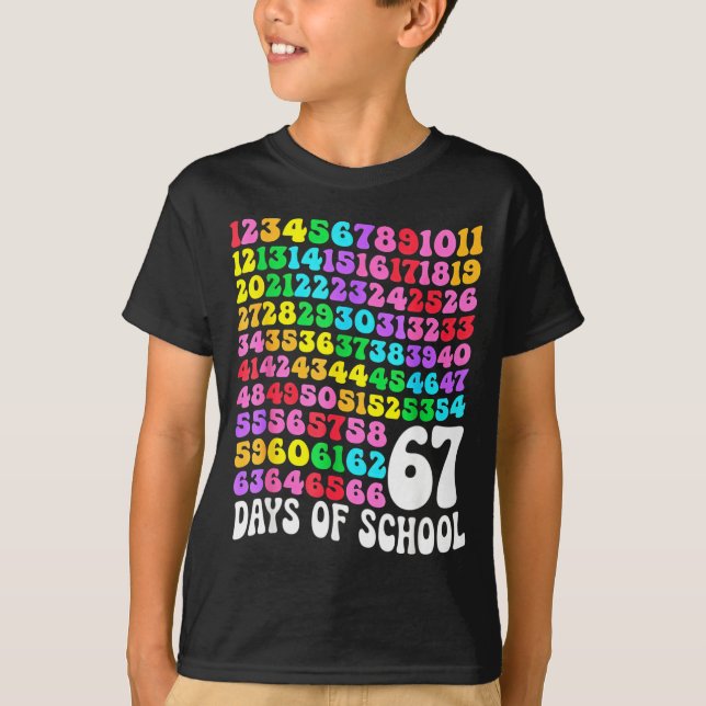 67th Day Of School Teacher 67 Days Math Numbers  T-Shirt (Front)