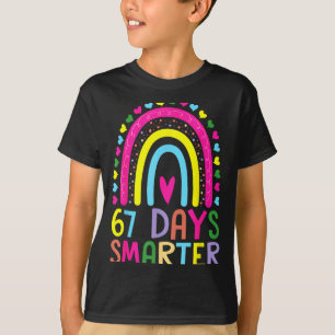 67th Day Of School Teacher 67 Days Smarter Rainbow T-Shirt