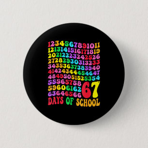 67th Day Of School Teacher Kids 67 Math Numbers 10 6 Cm Round Badge